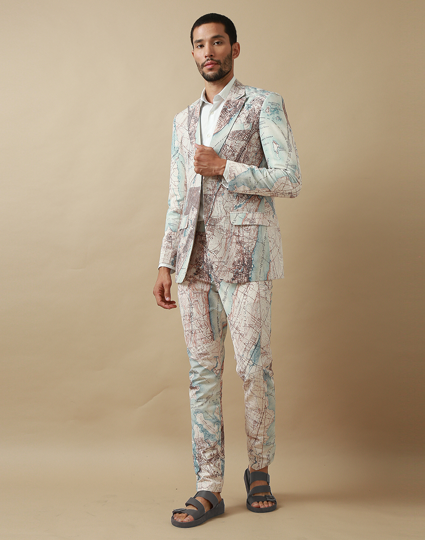 CM PPE Suit (Cream and Blue) - Chynna Mamawal Atelier