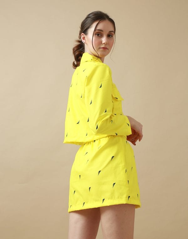 CM Yellow PPE crop top and skirt Chynna Mamawal Atelier